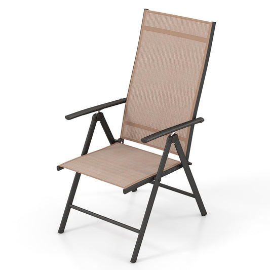 Patio Folding Dining Chairs Outdoor Sling Chairs with 7-Level Adjustable High Backrest