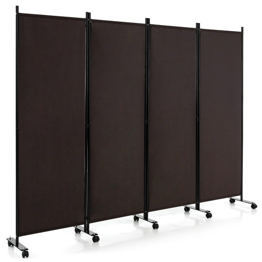 4 Panel Folding Room Divider with Wheels for Living Room Bedroom