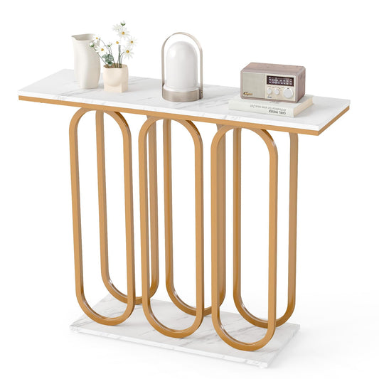 100 CM Faux Marble Entryway Table with Adjustable Foot Pads