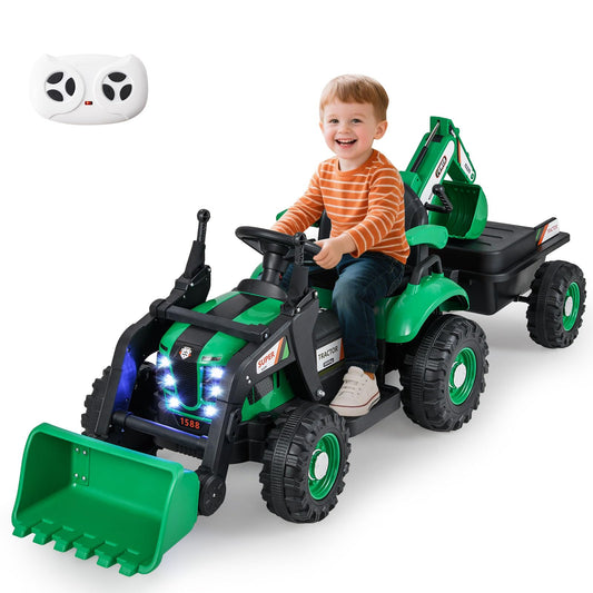 4-in-1 12V Kids Ride on Excavator and Bulldozer with Remote Control