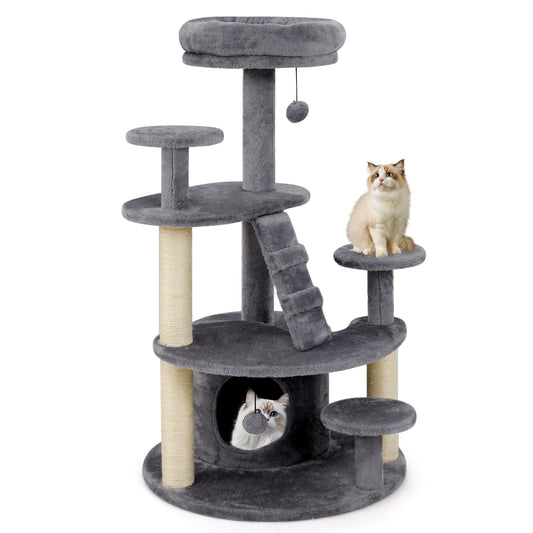 Multilevel Cat Climbing Tower with Condo Sisal Scratching Posts