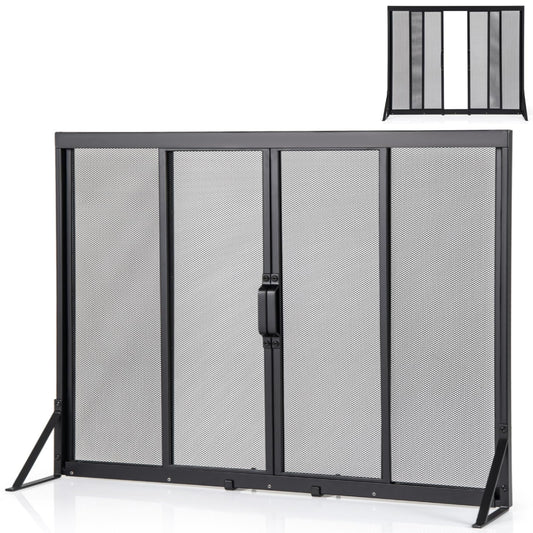 89 x 72 cm Metal Fireplace Screen with Sliding Doors