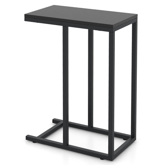 C Shaped End Table for Couch and Bed with Metal Frame