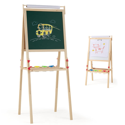 Double sided Height Adjustable Wooden Art Easel for 3 to 10 Yeas Old