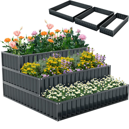 3-Tier Raised Garden Bed with Open ended Base for Vegetable Fruit Flower Herb