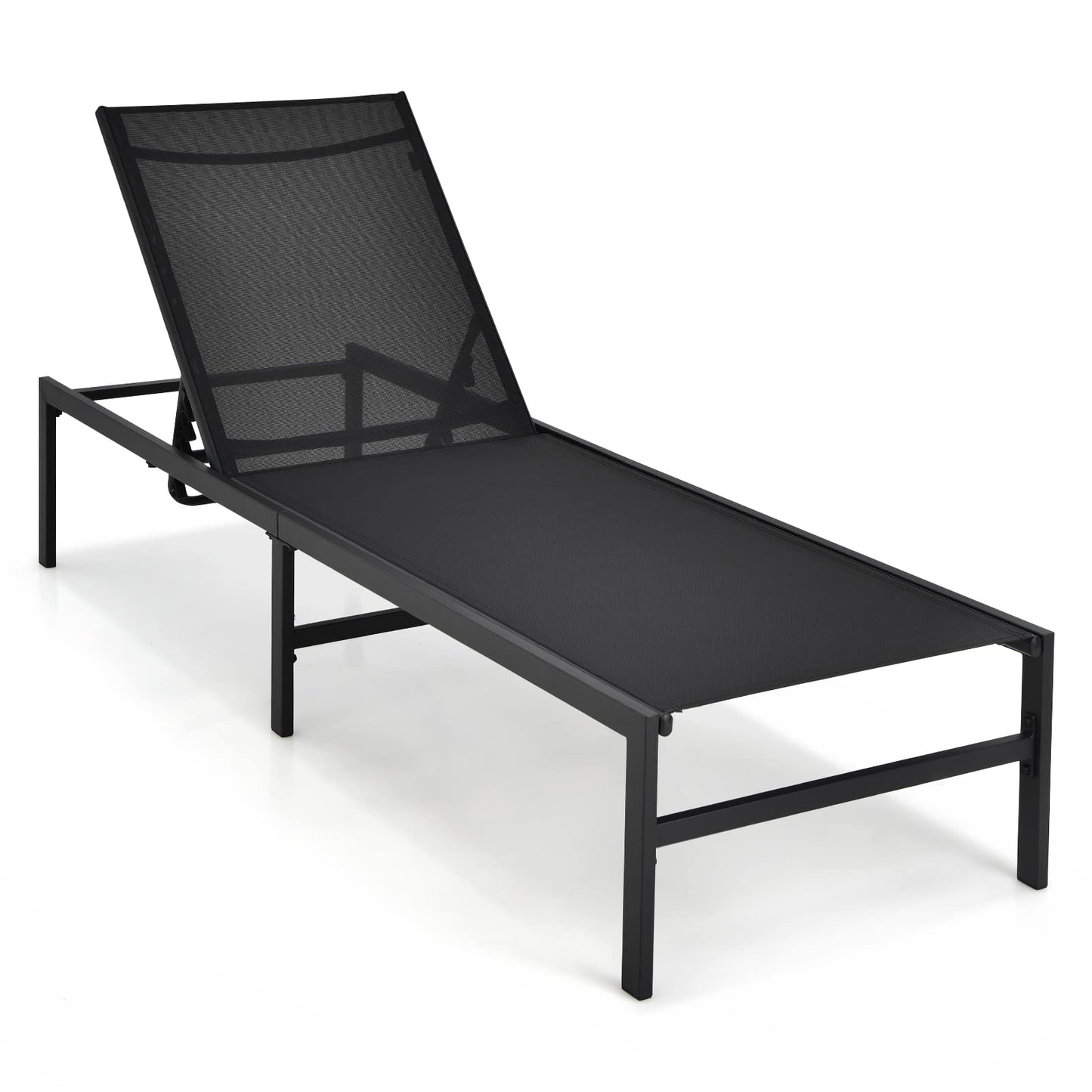 6 Positions Adjustable Garden Chaise Lounge Reclining Deck Sunbed