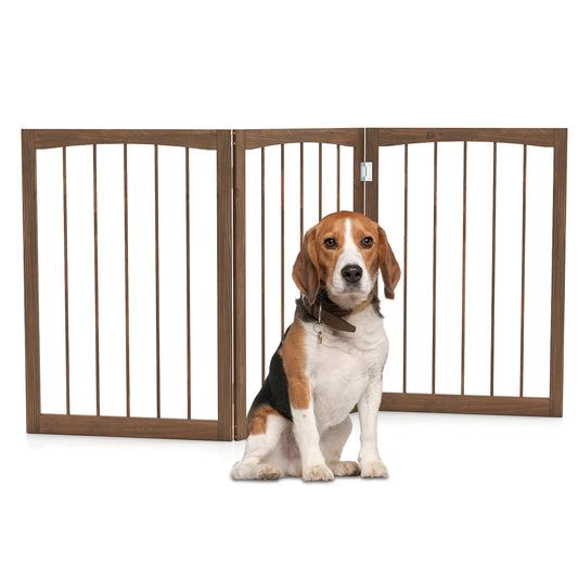 76 CM Tall Pet Gate Wooden Dog Fence 3-Panel Room Divider Barrier