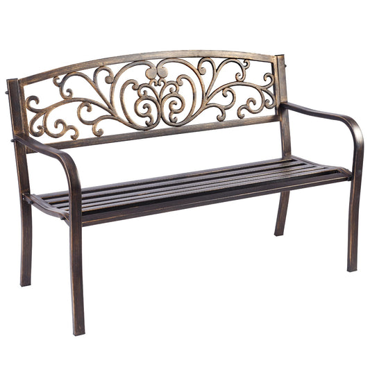 Butterfly Pattern 2 Seater Metal Frame Garden Bench