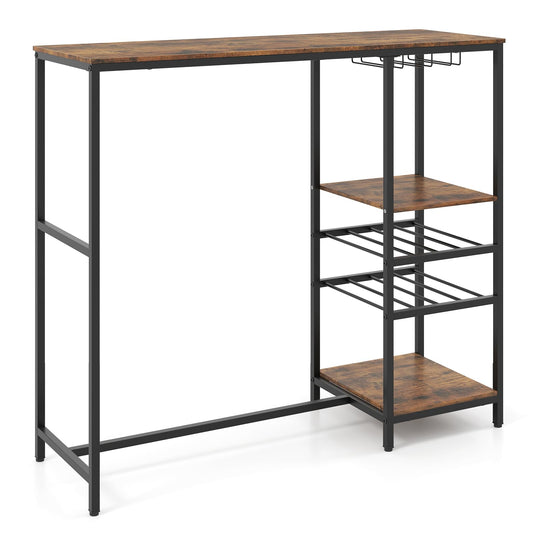 Metal Frame Kitchen Table with Storage Shelves