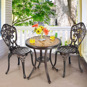 3 Pieces Patio Bistro Set for Porch Garden Poolside Backyard
