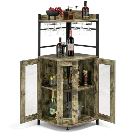 GiantexUK Industrial Wine Cabinet with Glass Holders