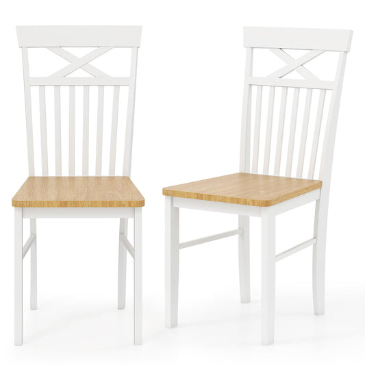 Farmhouse Dining Chair Set of 2 Wooden Kitchen Chair with Rubber Wood Frame