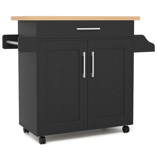 Kitchen Island Cart with Storage and Adjustable Shelf