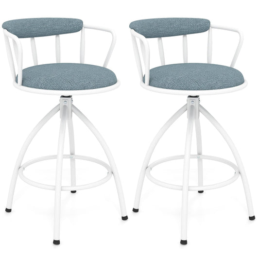 Counter Height Swivel Bar Stools Set of 2 Upholstered Barsools with Backrest