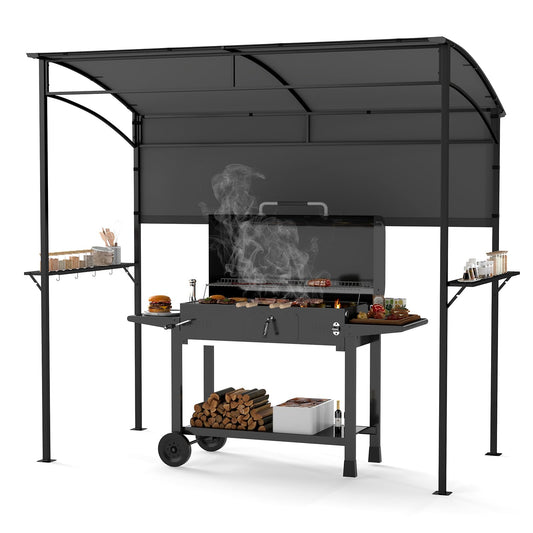 Outdoor BBQ Shelter with Serving Shelf and Storage Hooks (239 x 108cm)