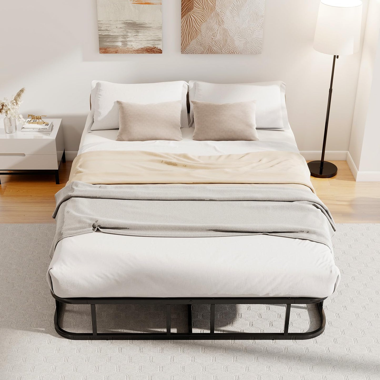 Double/King Size Bed Frame with Metal Slat Support No Box Spring Needed