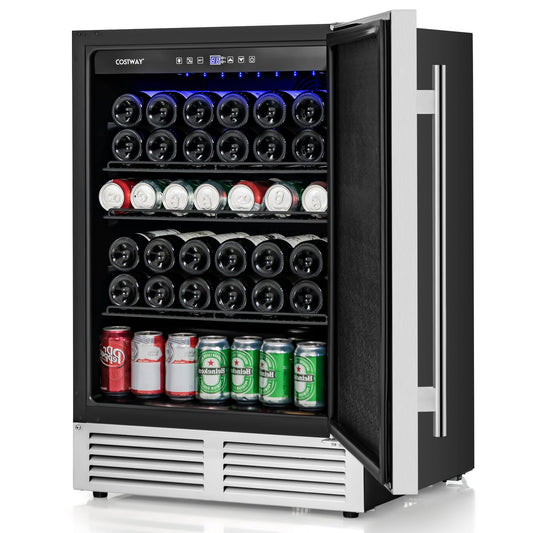 140L 190 Cans Freestanding Wine Cooler with Reversible Door