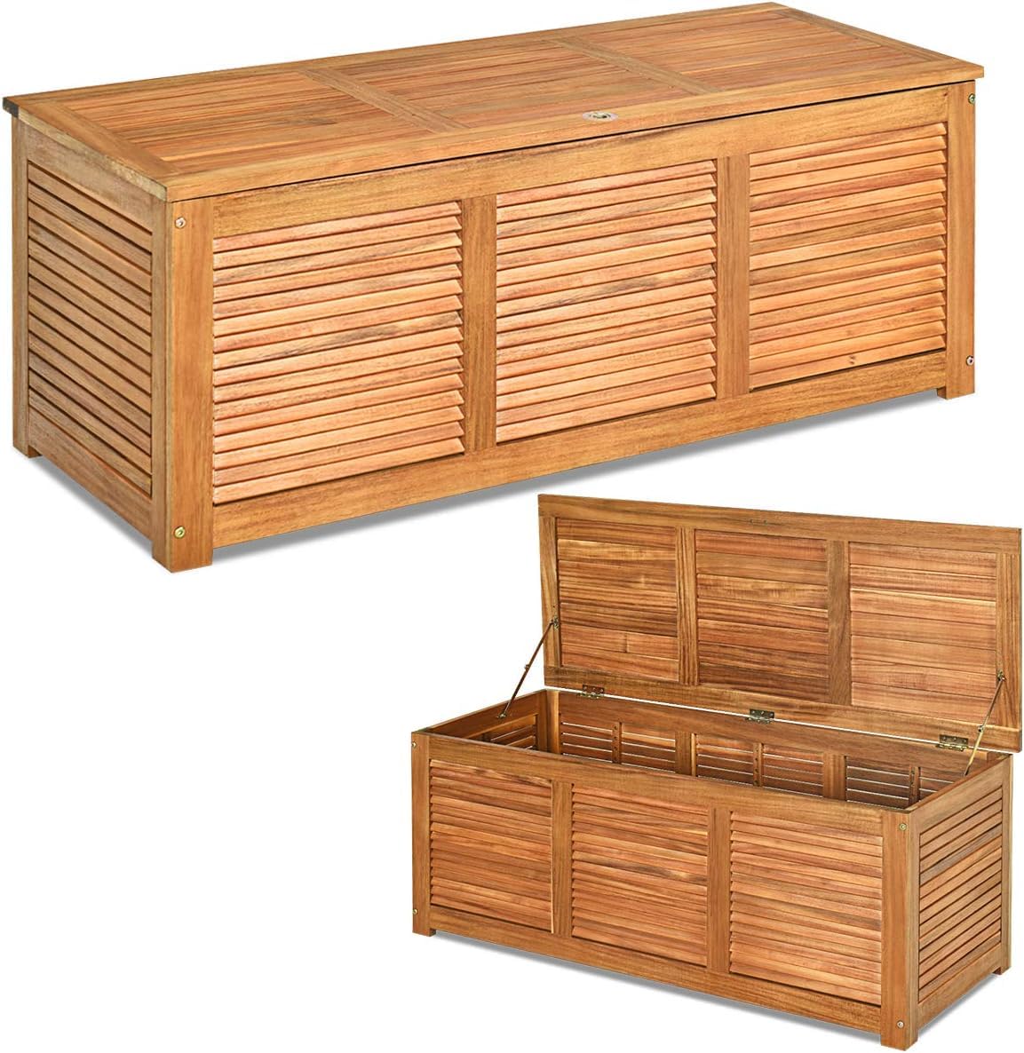 114cm Garden Storage Bench with Flexible Hinges and Handle