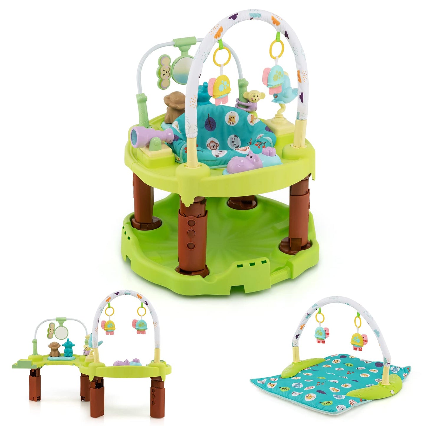 3 in 1 Toddler Bouncer Floor Mat Play Table with 3 Adjustable Height