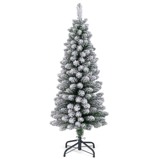 120/150 CM Snow Flocked Artificial Christmas Tree with 240/328 Branch Tips