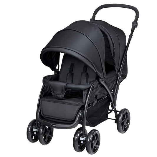 Foldable Twin Tandem Stroller with Adjustable Backrest