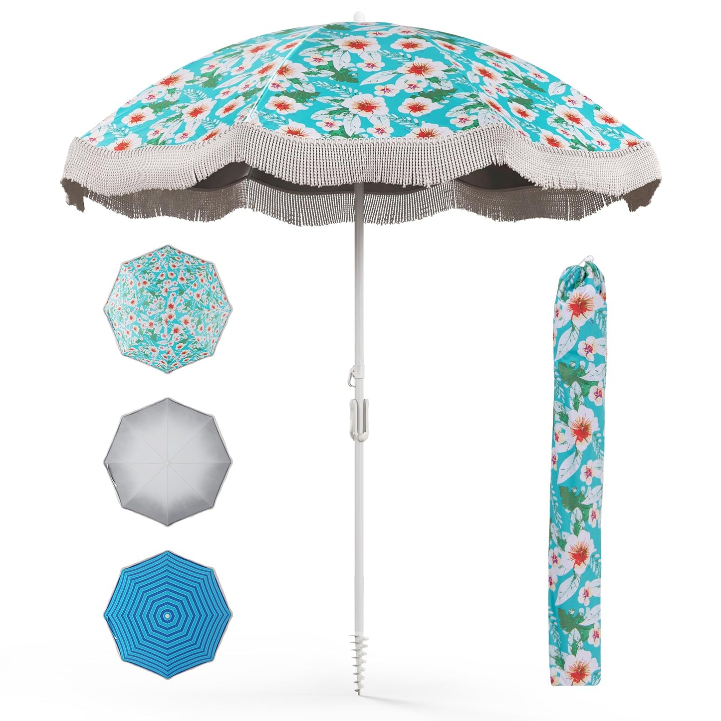 6.5FT UPF50+ Sun Protection Sunshade Shelter with Carrying Bag and Push Button Tilt