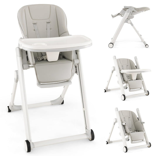 Adjustable Toddlers Reclining Highchair with Detachable Double Trays