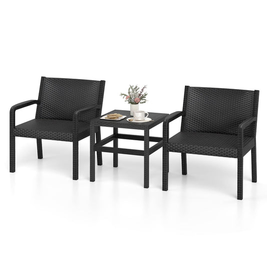 Rattan Furniture Set with 2 Armchair and Squire Side Table
