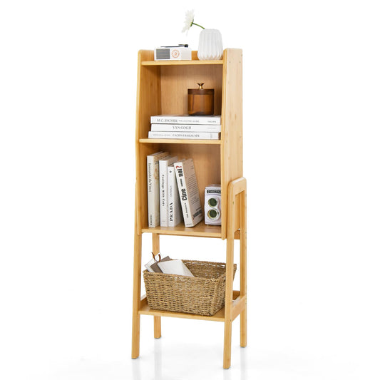 3 Tier Free Standing Tall Bamboo Bookshelf with Legs