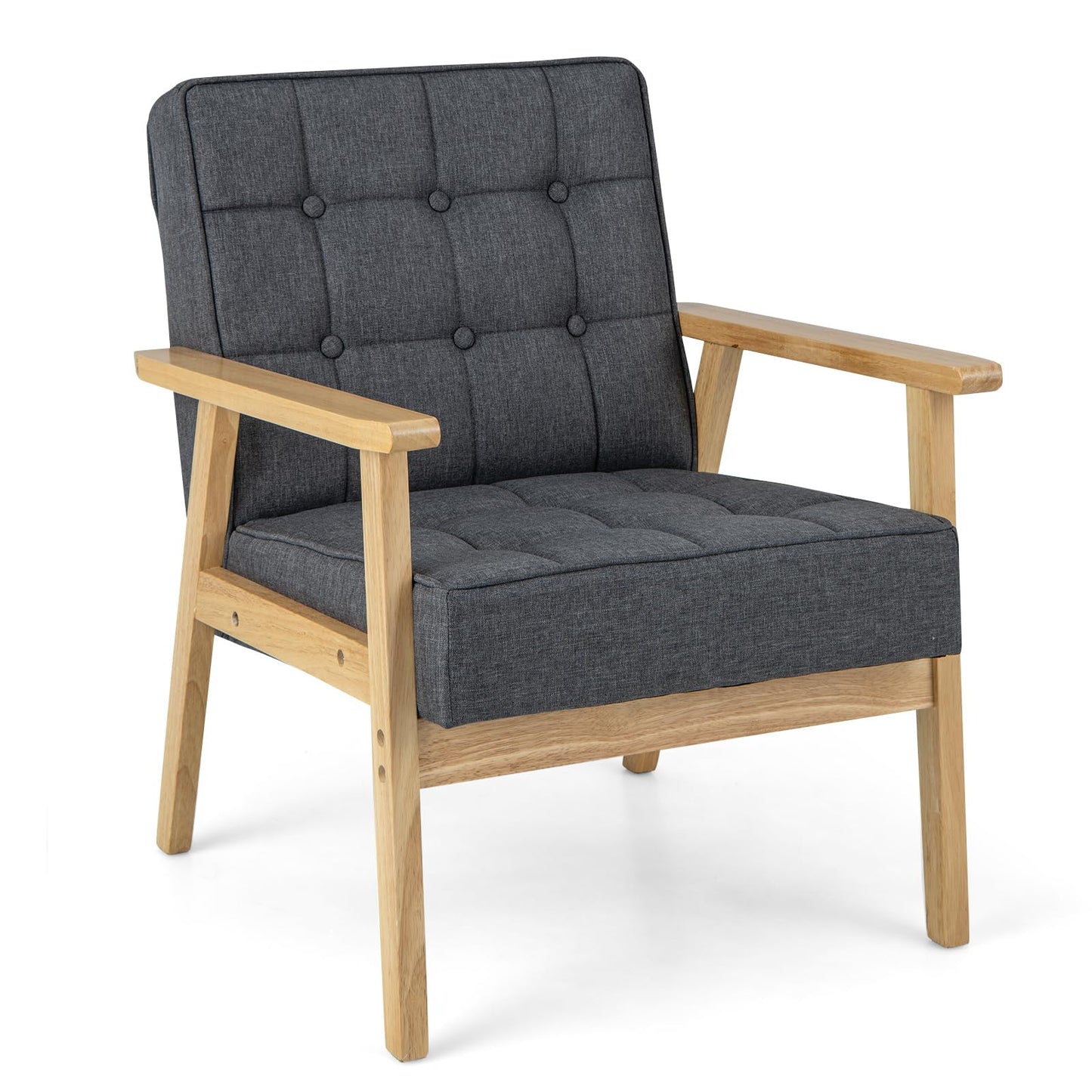 Modern Accent Chair with Rubber Wood Armrests