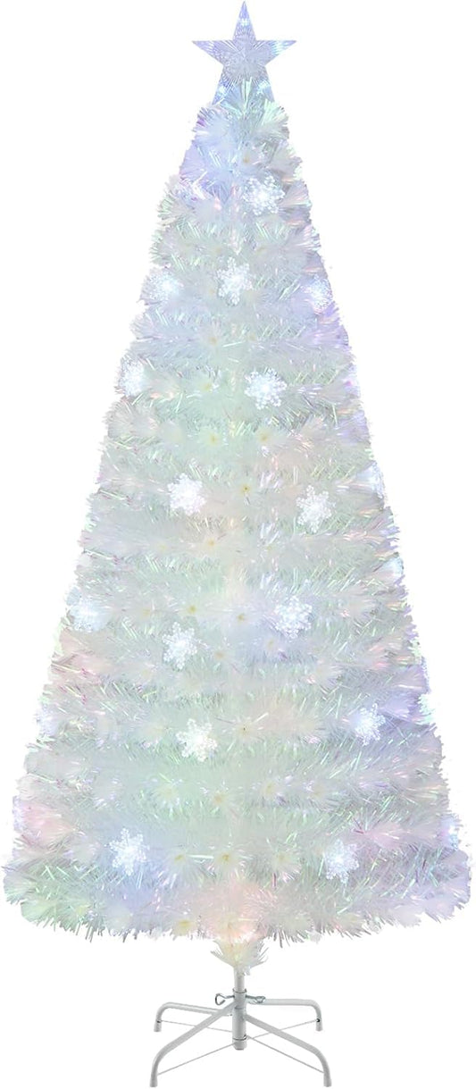 4/5/6/7 Feet Artificial Fiber Optic White Pre-lit Christmas Tree with Light