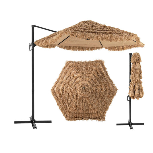2.7m Cantilever Tiki Parasol Hawaiian Style Patio Beach Umbrella with Vented Top