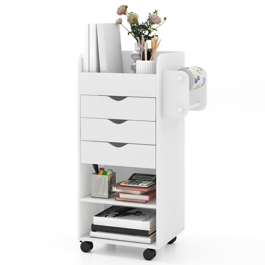 Mobile Rolling Storage Cart with 3 Drawers 2 Shelves and 2 Dowel Rods