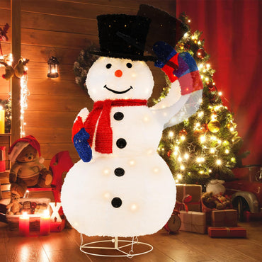 Pre-Lit Christmas Snowman with 120 Built-in LED Lights for Lawn