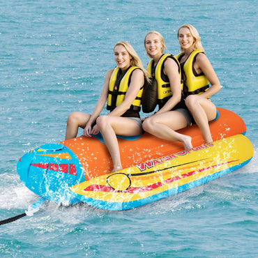 1-3 Riders Inflatable Banana Boat Towable Tube for Boating with Full Nylon Cover