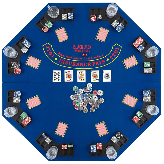 120CM 8-Player Foldable Poker Table Top with Carrying Bag