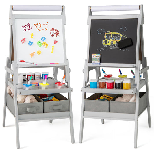 Double sided Kids Easel with Magnetic Whiteboard and Chalkboard