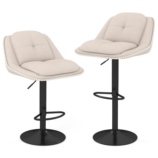 Bar Stools Set of 2 Modern Adjustable Chenille Upholstered Barstools
