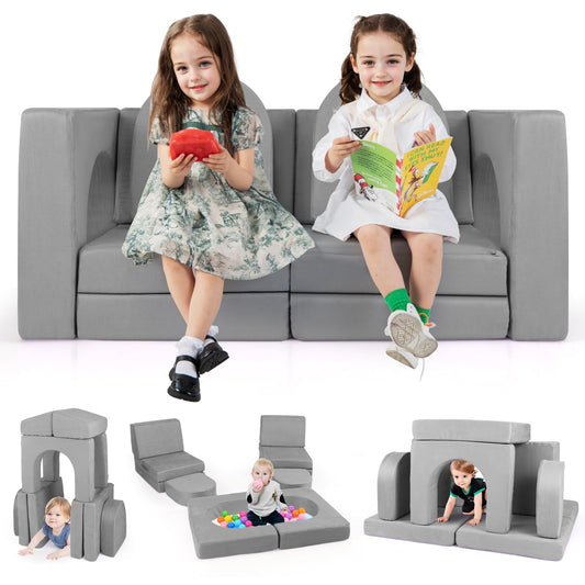 8 Piece Modular Kids Play Couch with Machine washable Covers