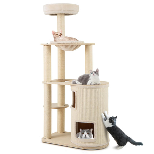 151cm Wooden Cat Climbing Tower with 2-Story Condo