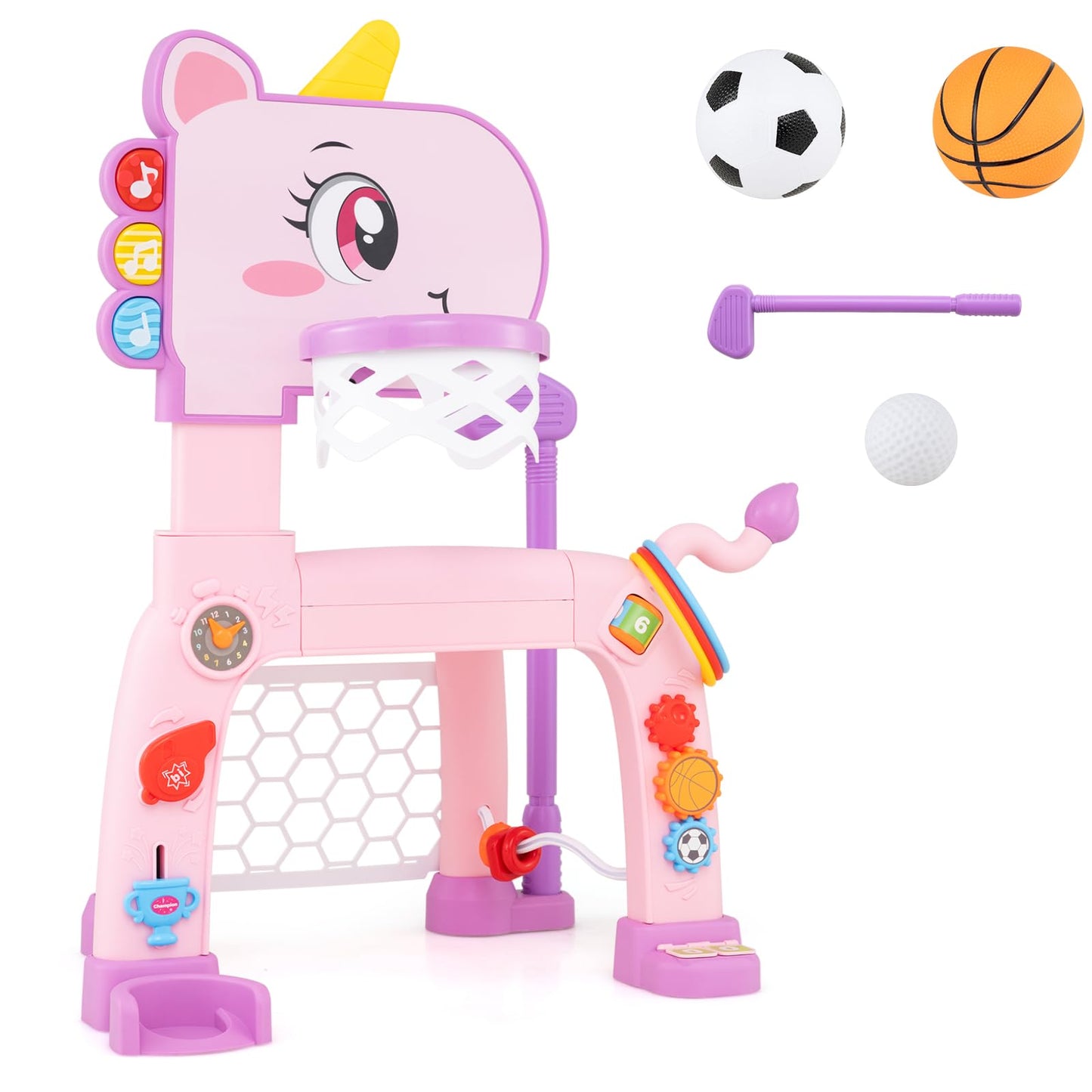 Dinosaur Toddler Basketball Hoop and Soccer Ball Activity Center