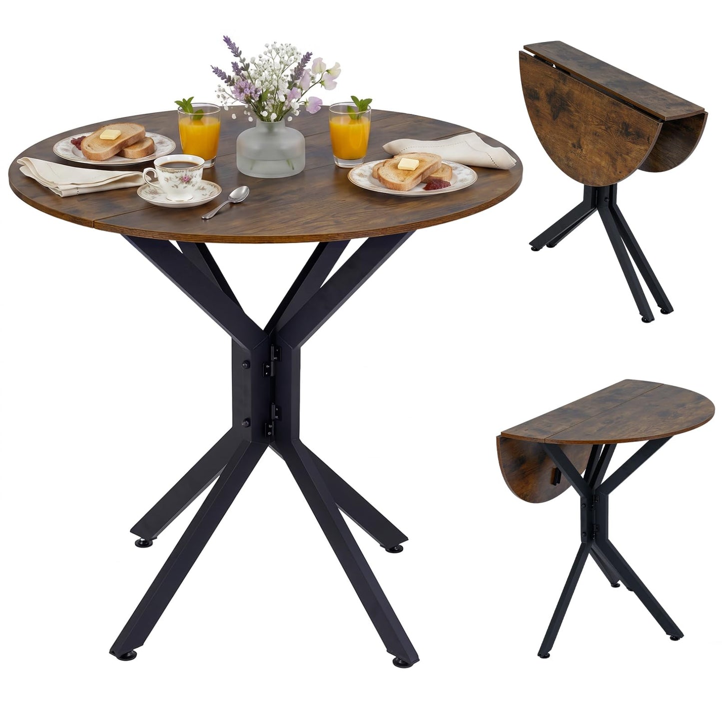 Drop Leaf Dining Table, 80cm Round Kitchen Table