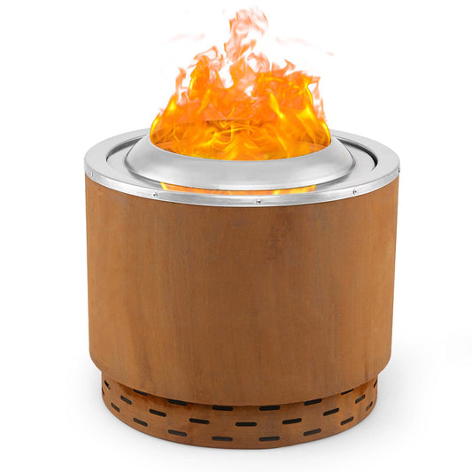 49cm Smokeless Stainless Steel Fire Pit with Weathering Steel Shell