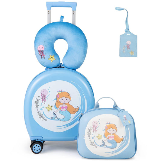 4Pcs Kids Luggage Set Toddler Carry On Luggage Set for Travel School