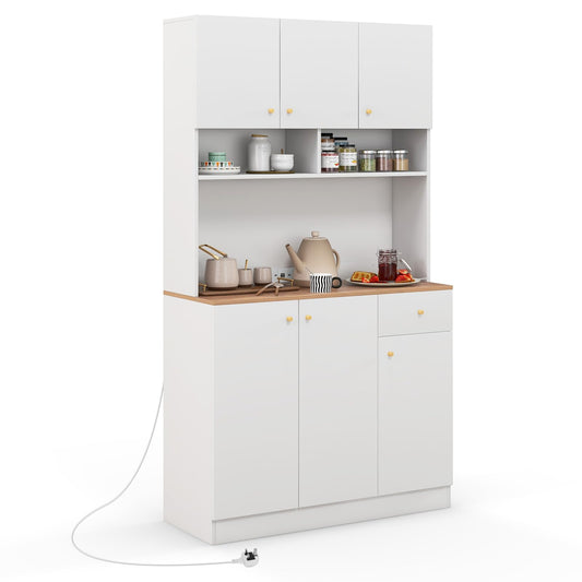 6 Door Buffet Pantry Storage Cabinet with Outlets