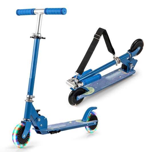 2-Wheel Foldable Kick Scooter with Light Up Wheels and Adjustable Handlebar