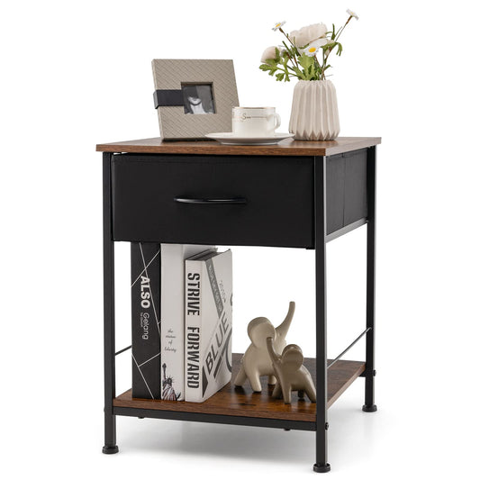 2-Tier Nightstand Bedside End Sofa Table with Drawer