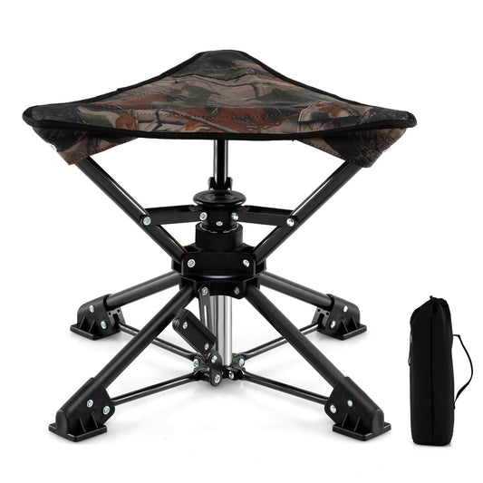 Folding Swivel Camping Hunting Stools with Anti-Sink Feet and Carry Bag
