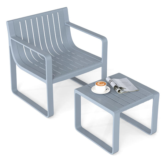 Weatherproof PP Garden Chair with Square Coffee Table