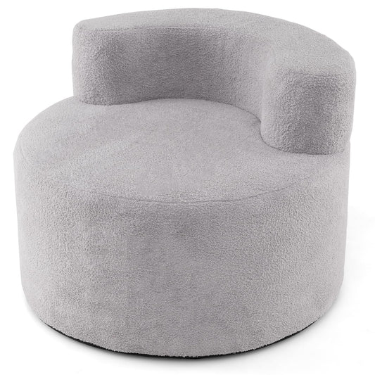 Bean Bag Chair with Soft Teddy Fleece and Curved Backrest